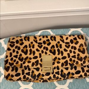 Leopard Print Clutch with Gold Accent